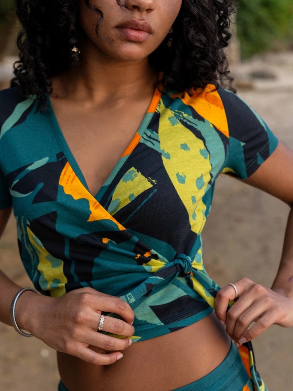 NWT Happy Earth Women's Organic Wrap Crop Top